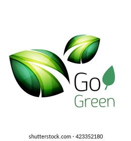 Colorful leaf logo. Geometric abstract icon. Nature or eco concept. Vector illustration
