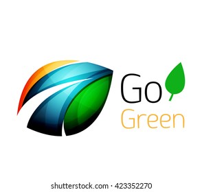 Colorful leaf logo. Geometric abstract icon. Nature or eco concept. Vector illustration