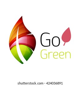 Colorful leaf logo. Geometric abstract icon. Nature or eco concept. Vector illustration