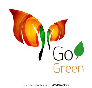 Colorful leaf logo. Geometric abstract icon. Nature or eco concept. Vector illustration