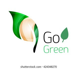 Colorful leaf logo. Geometric abstract icon. Nature or eco concept. Vector illustration