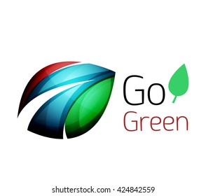 Colorful leaf logo. Geometric abstract icon. Nature or eco concept. Vector illustration