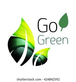 Colorful leaf logo. Geometric abstract icon. Nature or eco concept. Vector illustration