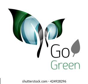 Colorful leaf logo. Geometric abstract icon. Nature or eco concept. Vector illustration