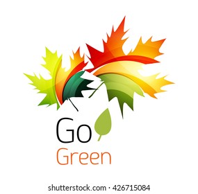 Colorful leaf logo. Geometric abstract icon. Nature or eco concept. Vector illustration