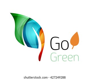 Farbiges Blatt-Logo. Geometrisches abstraktes Symbol. Natur- oder Ökokonzept. Vektorgrafik
