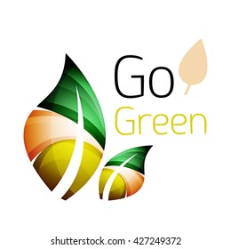 Colorful leaf logo. Geometric abstract icon. Nature or eco concept. Vector illustration