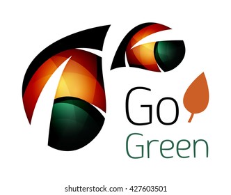 Colorful leaf logo. Geometric abstract icon. Nature or eco concept. Vector illustration