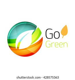Colorful leaf logo. Geometric abstract icon. Nature or eco concept. Vector illustration