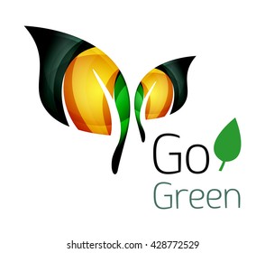 Colorful leaf logo. Geometric abstract icon. Nature or eco concept. Vector illustration