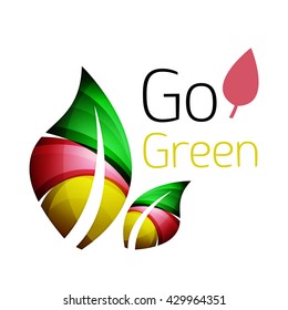 Colorful leaf logo. Geometric abstract icon. Nature or eco concept. Vector illustration