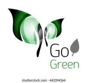 Colorful leaf logo. Geometric abstract icon. Nature or eco concept. Vector illustration