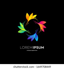 Colorful leaf mandala, Premium logo template
