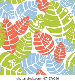 Colorful leaf seamless pattern