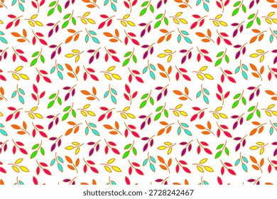 Patrón inconsútil de la hoja colorida. Diseño de patrón de hojas de otoño. Patrón sin fisuras de follaje multicolor. Fondo decorativo del patrón de repetición de la hoja. Colorido diseño botánico sin fisuras.