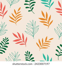 Colorful leaf, seamless repeat pattern design for textile, fashion, fabric.