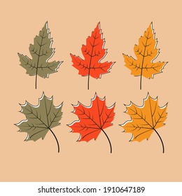 colorful leaf set vector illustrator