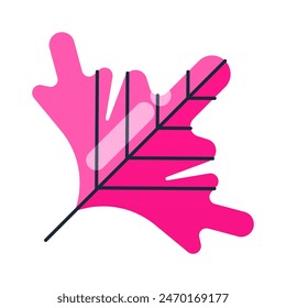 Colorful leaf shape design asset. Flat leaf design element