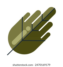 Colorful leaf shape design asset. Flat leaf design element