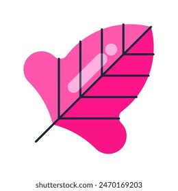 Colorful leaf shape design asset. Flat leaf design element
