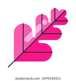 Colorful leaf shape design asset. Flat leaf design element