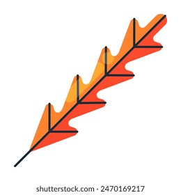 Colorful leaf shape design asset. Flat leaf design element