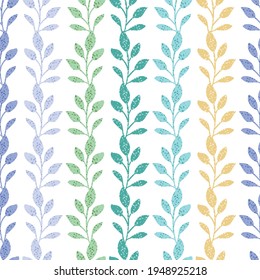 Colorful Leaf Striped Seamless Pattern Background