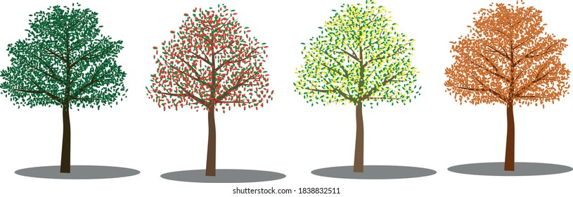 Colorful Leaf Trees Vector Art Stock Vector (Royalty Free) 1838832511 ...