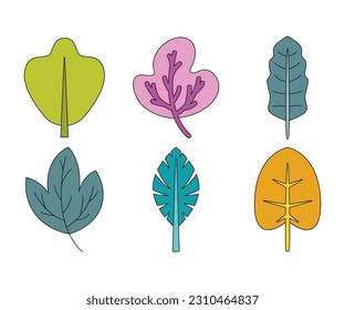 conjunto de ilustraciones vectoriales de hoja de colores