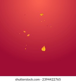 Colorful Leaf Vector Red Background. Ground Plant Design. Golden Paper Leaves Card. Isolated Texture.