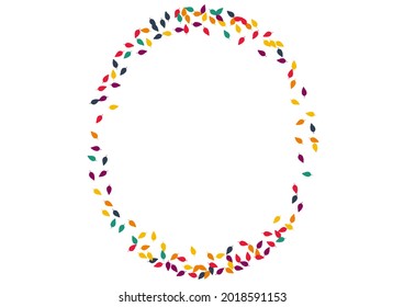 Colorful Leaf Vector White Background. Bright Foliage Plant Pattern. Decoration Confetti Set. Red Foliage Texture.