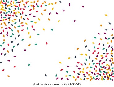 Colorful Leaf Vector White Background. Bright Confetti Autumn Set. Ecology Foliage Design. Green Confetti Texture.
