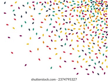 Colorful Leaf Vector White Background. Orange Confetti Plant Set. Decoration Foliage Texture. Autumn Leaf Pattern.