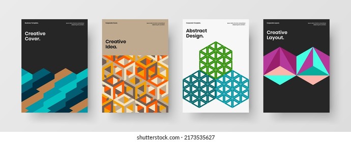 Prospecto colorido de diseño A4 composición de ilustración vectorial. Conjunto de diseño de rótulos de patrones de mosaico original.