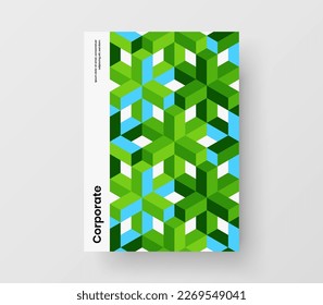 Dibujo de diseño de vectores A4 con folletos coloridos. Diseño original del banner de hexágonos de mosaico.