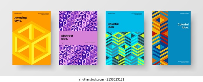 Farbige Broschüre, Vektorgrafik-Kollektion. Prospektvorlage für mehrfarbige geometrische Formen.