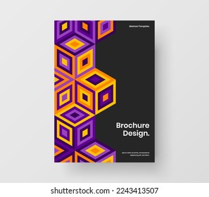 Colorful leaflet vector design layout. Multicolored mosaic pattern brochure template.