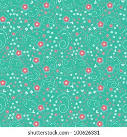 colorful leafs and flowers - seamless pattern