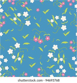 Colorful leafs and flowers - seamless pattern