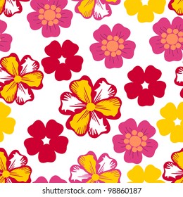 Colorful leafs and flowers - seamless pattern