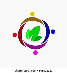 Colorful leafs in middle logo
