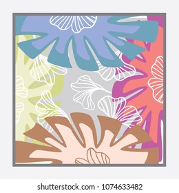 Colorful leafs for scarf design