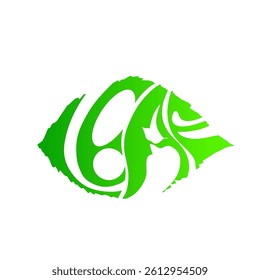 colorful leaf-shaped writing icon without background