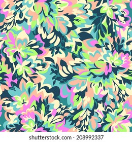 Colorful Leafy camouflage ~ seamless vector background