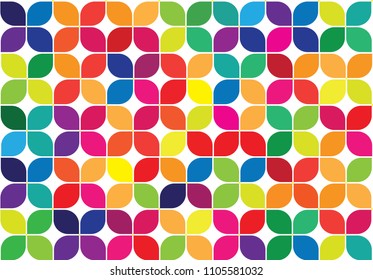 Colorful leaves abstract background.  Colorful pattern vector background with geometric. Print. Repeating background. Cloth design, wallpaper. Can be adapt to Brochure, Annual Report, Magazine.