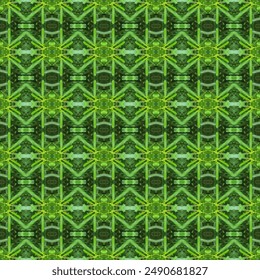 Colorful leaves arranged in lines It becomes a connected pattern. The green color of the leaves gives a feeling of relaxation, cheerfulness, and comfort.