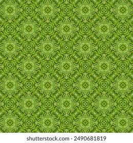 Colorful leaves arranged in square shapes. It has become a new pattern that connects together. The green color of the leaves gives a feeling of freshness, relaxation, and comfort to the eyes.