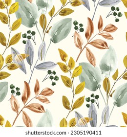 Colorful leaves arrangement on a bright color background. Seamless pattren design.