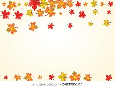 Fondo de hojas de colores BeigeVector. Plantilla estacional del follaje. Planta Aislada De Naranja. Tarjeta September Leaf.