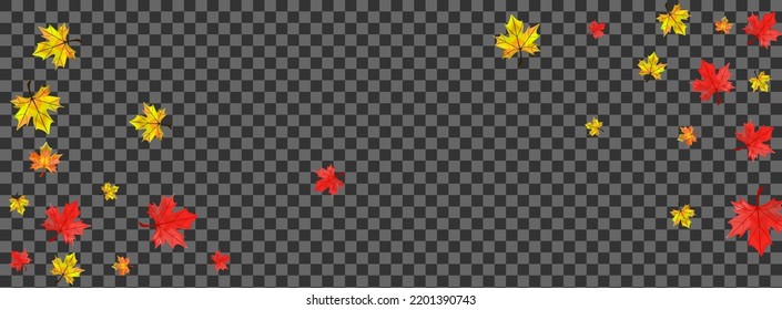Colorful Leaves Background Transparent Vector. Foliage Canadian Frame. Brown October Leaf. Paper Plant Design.